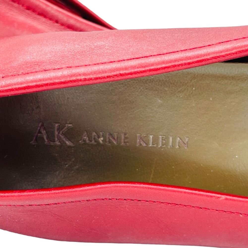 Anne Klein Red Flats Leather Square Toe Block Heel Comfort Loafter Sz 8.5 - Picture 8 of 13